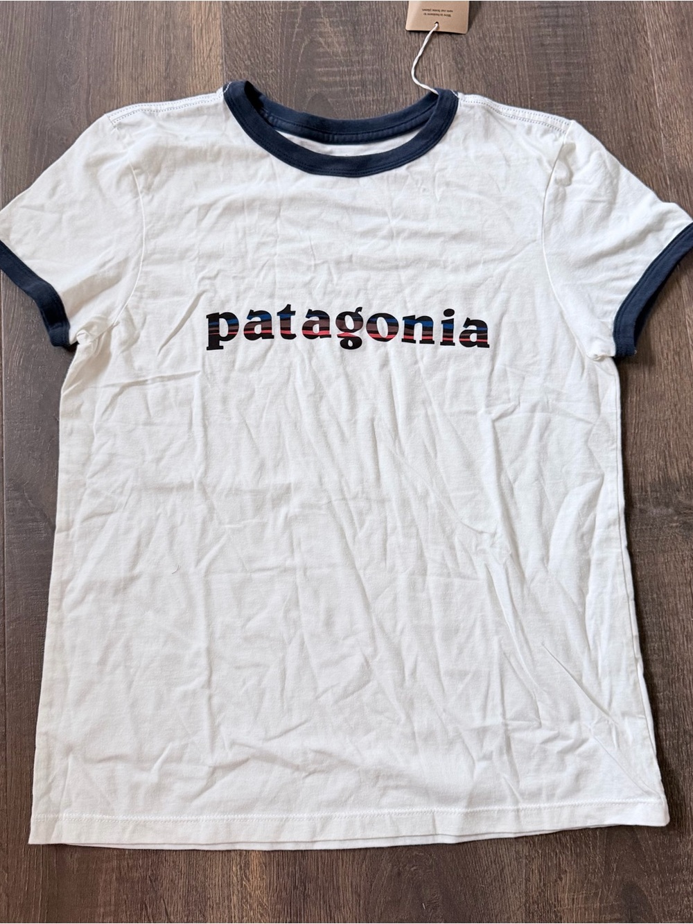 NWT Patagonia ‘73 Text Logo Organic Ringer Tee | Birch White | Small - Picture 3 of 5